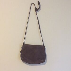 Chic Burgundy Woven Leather Crossbody Bag